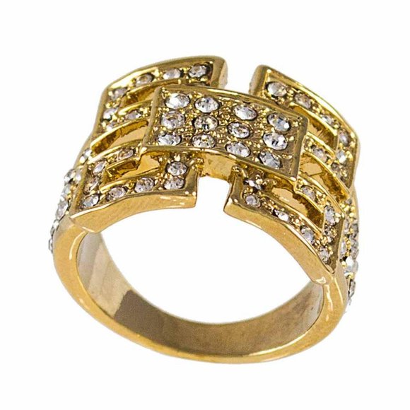 Gold layered ring with brilliant cubic zirconia stones - Picture 3 of 7